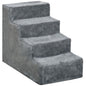 Four-Step Dog Stairs, with Washable Plush Cover, for High Bed Sofa, Dog Stairs for Small Dog and Cat - Light Grey