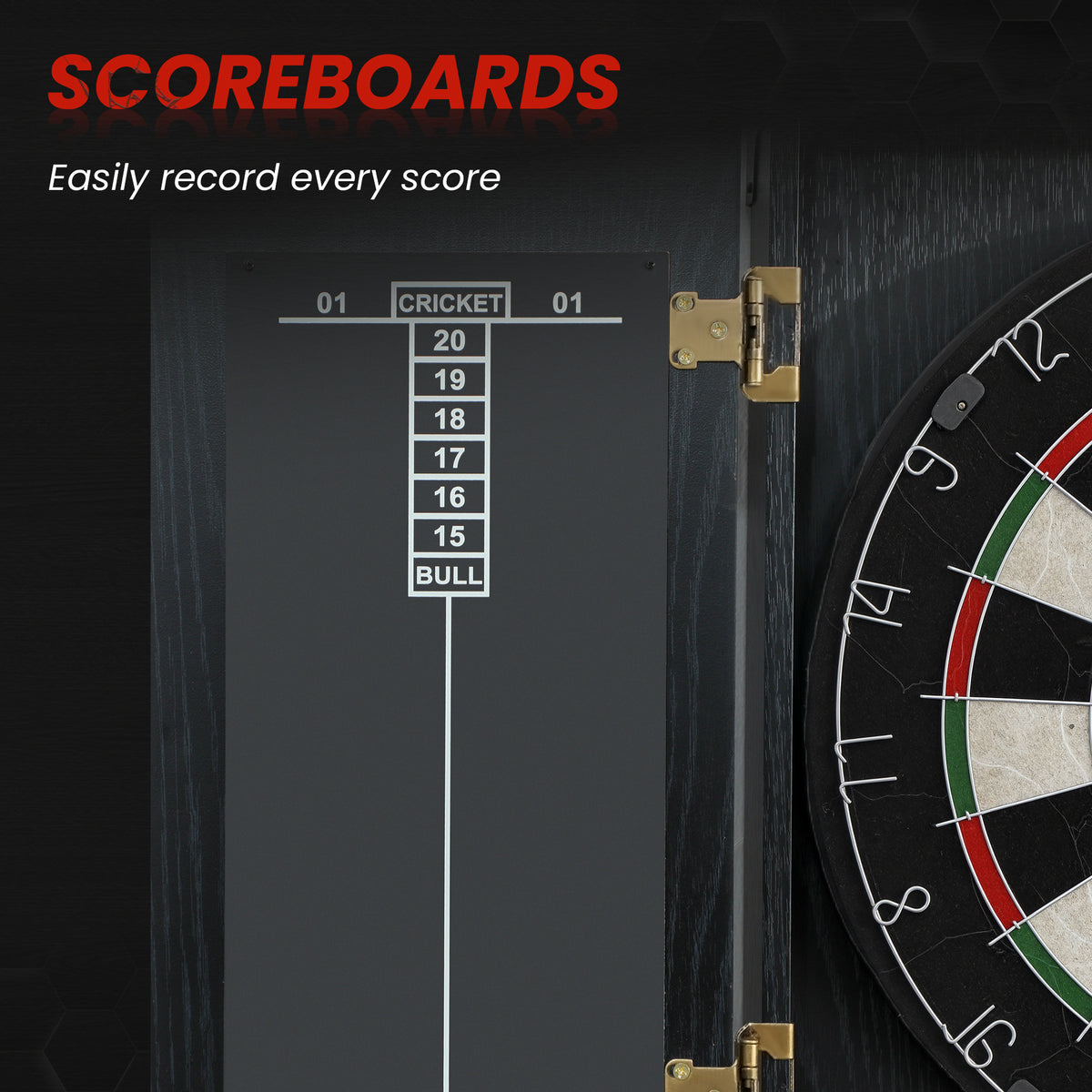 Bristle Dartboard with Cabinet, 6 Steel Tip Darts, Cabinet