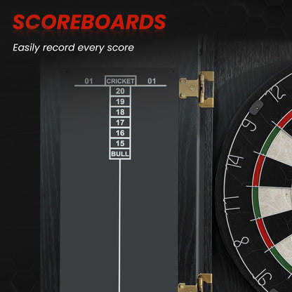 Bristle Dartboard with Cabinet, 6 Steel Tip Darts, Cabinet