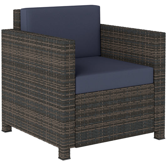 PE Rattan Garden Armchair with Cushion