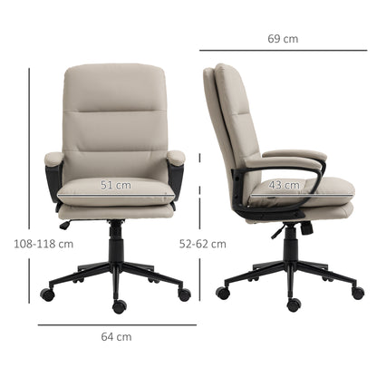 Office Chair, PU Leather Computer Desk Chair Office Chair with Adjustable Height and Swivel Rolling Wheels for Work Study, Light Grey