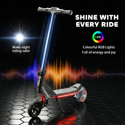 Electric Scooter for Kids, Foldable E Scooter for Age 6+ with LED Display, RGB lights, Up to 16km/h