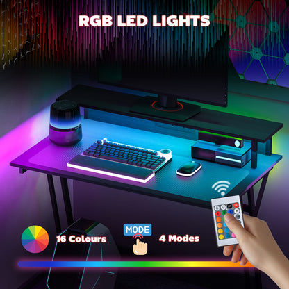 Two-Level LED Gaming Desk