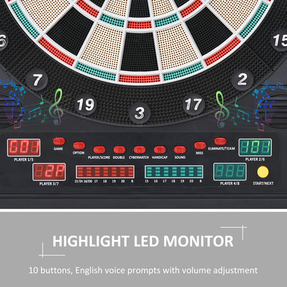 Electronic Dartboard Set, 27 Games Modes and 202 Variations, LED & 12 Soft Tip Darts and Cabinet to Storage, Ready-to-Play Multi-Game Option Darts Machine