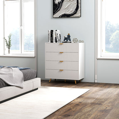 Four-Drawer Bedside Table - White