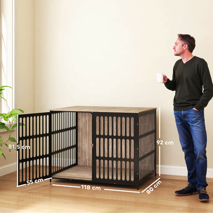 Dog Crate Furniture with Anti-Chew Resistant Mesh, Anti-Escape Single Door, for Extra Large Dogs, 118 x 80 x 92 cm