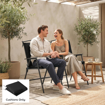 Outdoor Seat Cushions Set of 2 with Ties, Waterproof Garden Seat Pads