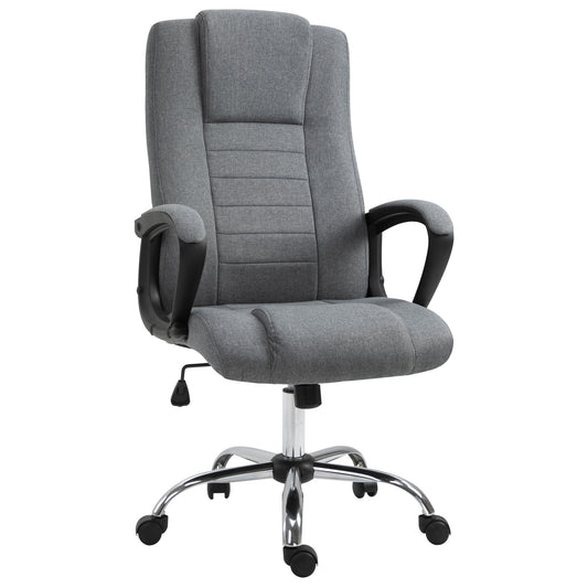 Linen-Look Swivel Office Chair - Dark Grey