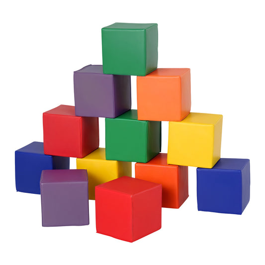 12 PCs Soft Play Blocks, Soft Foam Toy, Building and Stacking Blocks for Kids, Red