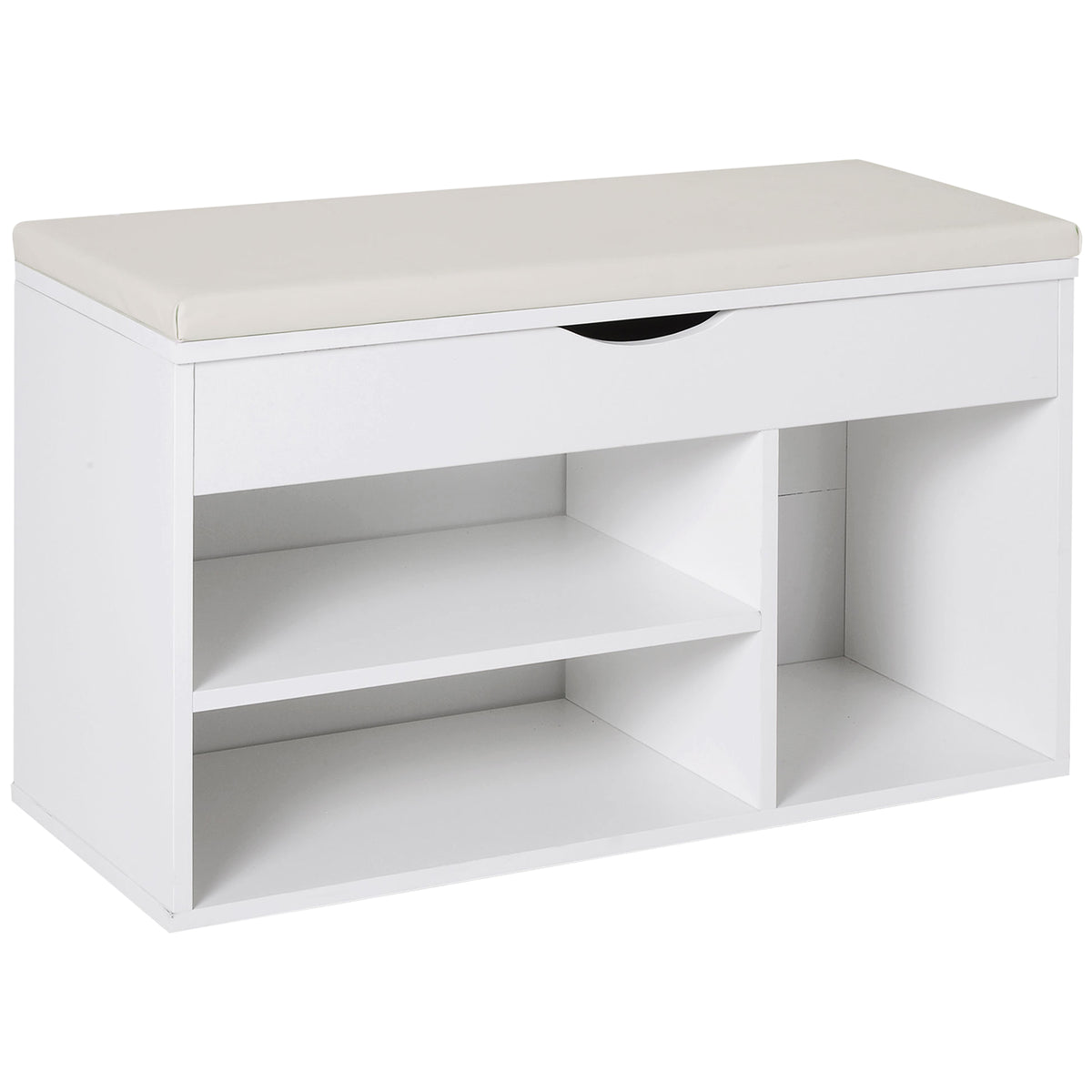 Wooden Shoes Cabinet Bench Hidden Storage Padded Seat Organiser Footwear Rack Hallway White 80 x 30 x 47 cm