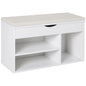 Wooden Shoes Cabinet Bench Hidden Storage Padded Seat Organiser Footwear Rack Hallway White 80 x 30 x 47 cm