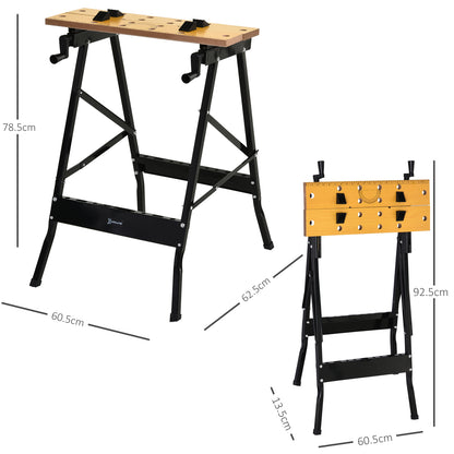 4-in-1 Work Bench, Folding Clamp Table w/ 4 Adjustable Clamping Pegs for DIY Home Garage