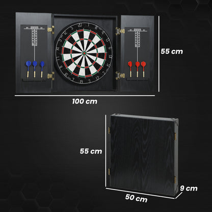 Bristle Dartboard with Cabinet, 6 Steel Tip Darts, Cabinet