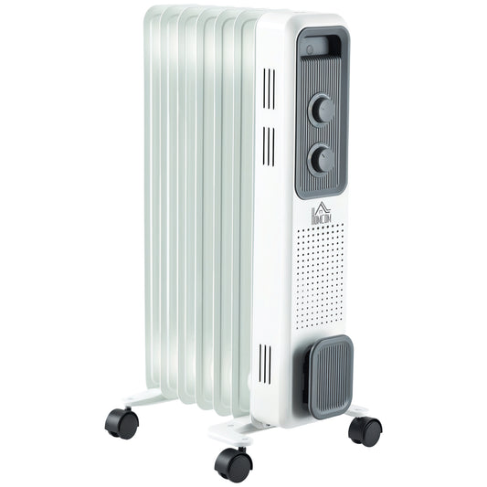 1500W Oil Filled Radiator, Portable Electric Heater with 3 Heat Settings, Safety Cut-Off and Wheels