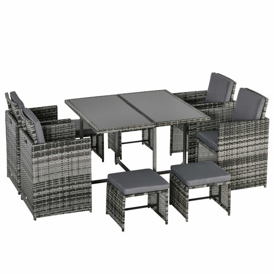 8-Seater Rattan Furniture Set Wicker Weave Patio Dining Table Seat