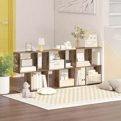 Side Table, Narrow End Table with Storage Shelves, S-Shaped, 3-Tier, 50W x 19.5D x 58H cm