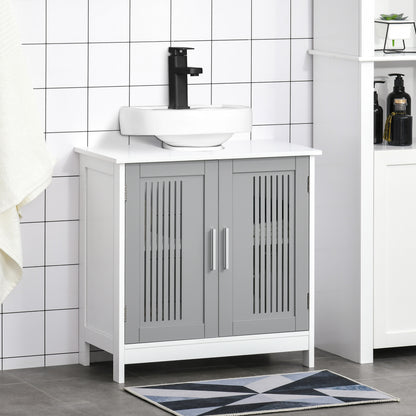 Modern Under Sink Cabinet with 2 Doors, Bathroom Vanity Unit, Pedestal Under Sink Design, Storage Cupboard with Adjustable Shelves