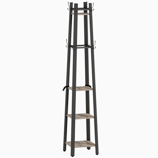 Industrial-Style Four Shelf Coat Stand