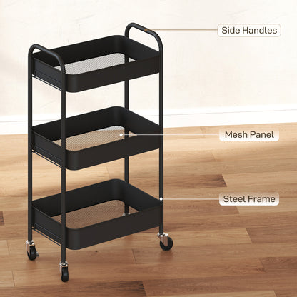 Three-Tier Steel Storage Trolley