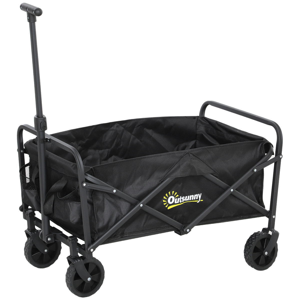 93L Festival Trolley on Wheels, Garden Folding Trolley Cart, 100kg Heavy Duty Collapsible Folding Wagon with Adjustable Handle and Carrying Bag for Beach, Camping, Festival