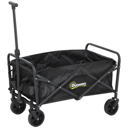 93L Festival Trolley on Wheels, Garden Folding Trolley Cart, 100kg Heavy Duty Collapsible Folding Wagon with Adjustable Handle and Carrying Bag for Beach, Camping, Festival