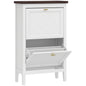 Shoe Cabinet with 2 Flip Drawers, Farmhouse Narrow Shoe Storage Cabinet with Adjustable Shelves, White