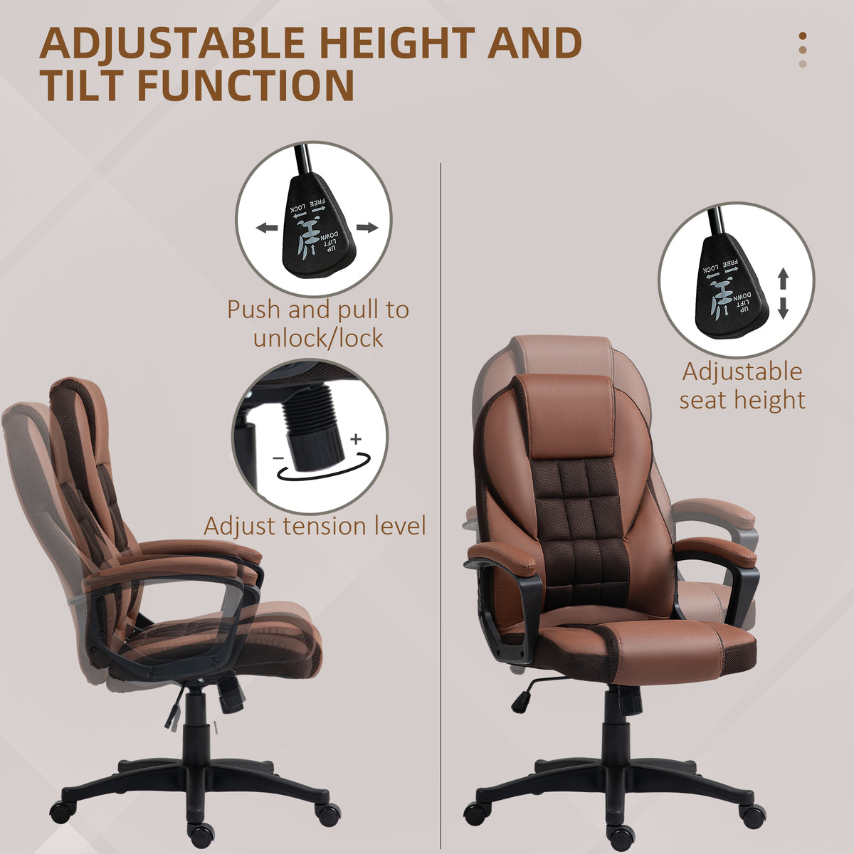 Faux Leather Office Chair - Brown