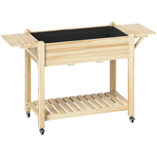 46 x 94cm Wooden Raised Planter, with Shelves