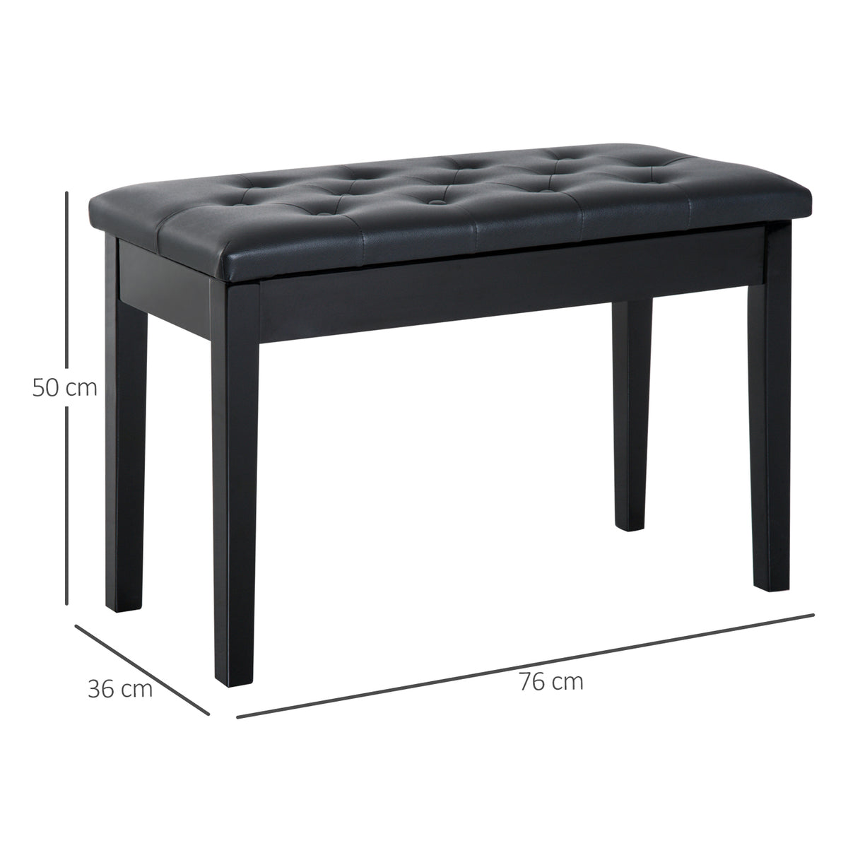 PU Leather Upholstered Piano Stool Makeup Stool Bench Dressing Table Seat with Storage 76x36x50cm
