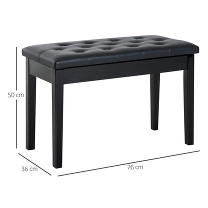 PU Leather Upholstered Piano Stool Makeup Stool Bench Dressing Table Seat with Storage 76x36x50cm