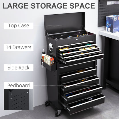 14 Drawer, Two-Part Tool Storage Chest on Wheels