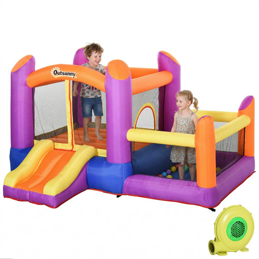 Kids Bouncy Castle House Inflatable Trampoline Slide Water Pool 3 in 1 with Blower Indoor Outdoor for Kids Age 3-8 Multi-Colour 2.8 x 2.5 x 1.7m
