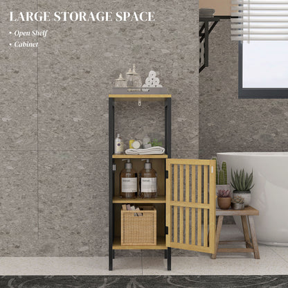 Bamboo-Blend Retro Cut-Out Bathroom Storage Unit