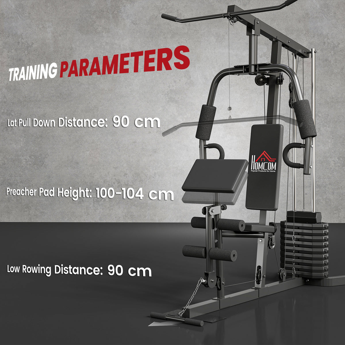 Multi-Exercise Gym Station, with 45kg Weight Stack, for Full Body Workout
