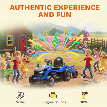 12V Ride on Tractor and Trailer with Remote Control, Music, Shifter, Start-Up Sound, for Kids Ages 3-8 Years