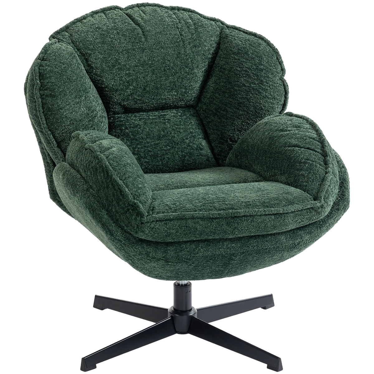 Modern Wingback Accent Chair, Velvet Armchair with Four-Star Base, S-Springs, Swivel
