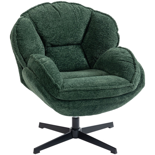 Modern Wingback Accent Chair, Velvet Armchair with Four-Star Base, S-Springs, Swivel