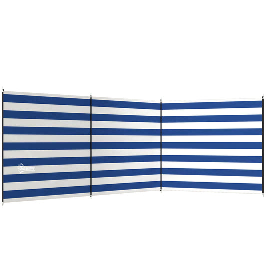 4 Pole Camping Windbreaks, Beach Wind Shield Shelter with Carry Bag and Steel Poles, 540cm x 150cm, Dark Blue