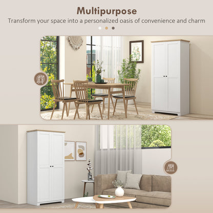 172cm Kitchen Cupboard, Freestanding Storage Cabinet with Doors and Shelves, Modern 2-Door Kitchen Pantry Cupboard for Dining Room