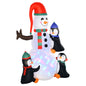 6ft Inflatable Christmas Snowman with Three Penguins LED Xmas Décor Holiday Outdoor Yard Decoration