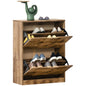 Industrial Shoe Cabinet with 2 Flip Drawers, Narrow Shoe Storage Cabinet for 12 Pairs, Freestanding Slim Shoe Storage Organiser for Entryway, Hallway, Rustic Brown