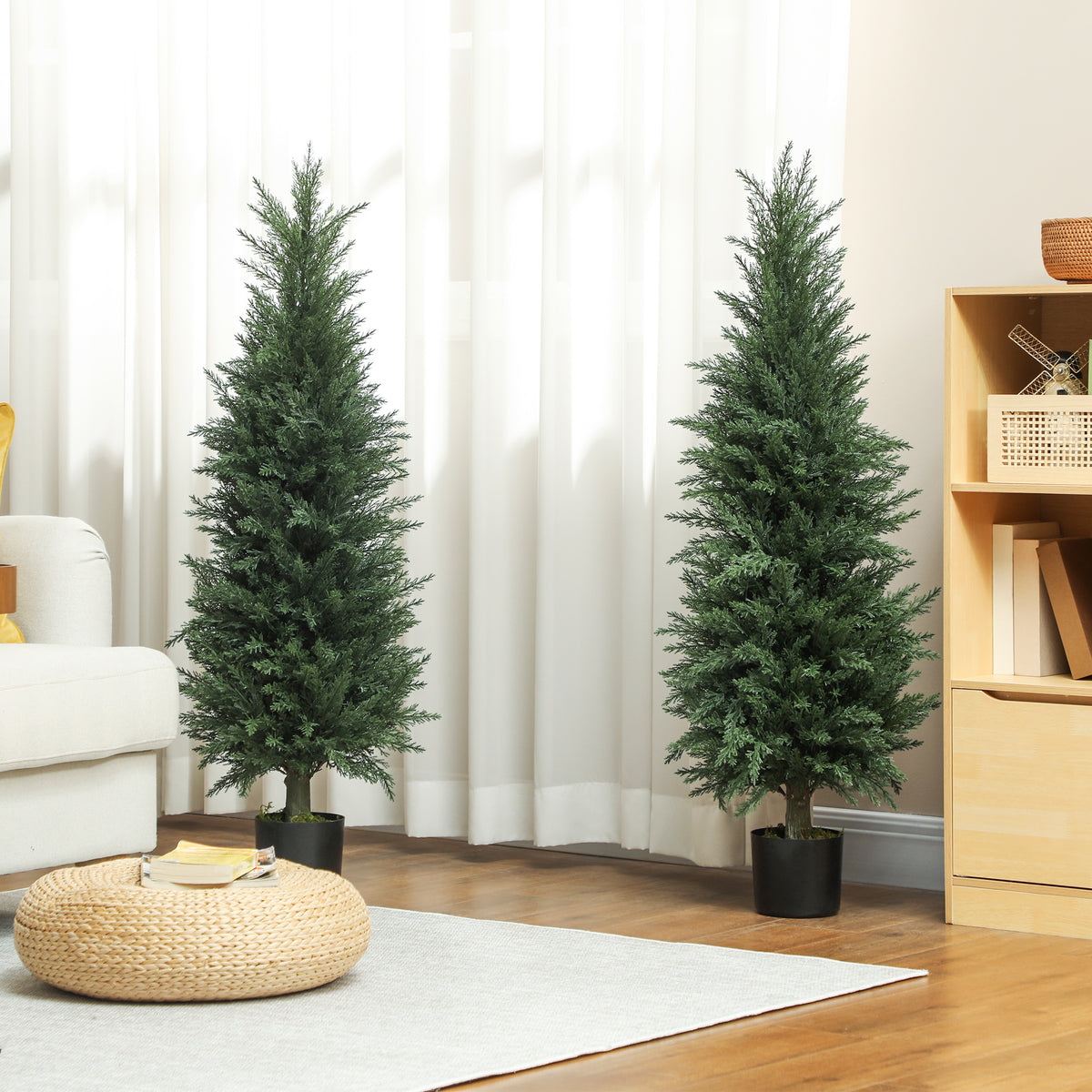 Set of Two Artificial Cypress Trees - Green