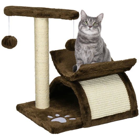 Cat Tree, Cat Tower for Kittens with Rotatable Top Bar, Sisal Scratching Post, Tunnel, Dangling Balls