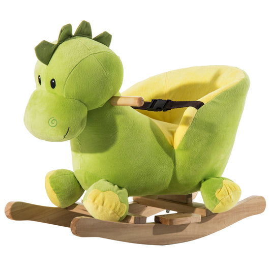 Kids Rocking Horse, Plush Ride-On Dinosaur Seat, with Seat Belt, 32 Songs, Ride-On Horse