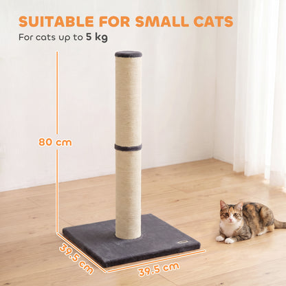 Cat Scratching Post, 80cm Tall Cat Scratch Post with Sisal Rope, Plush Base, Lightweight Claw Scratcher