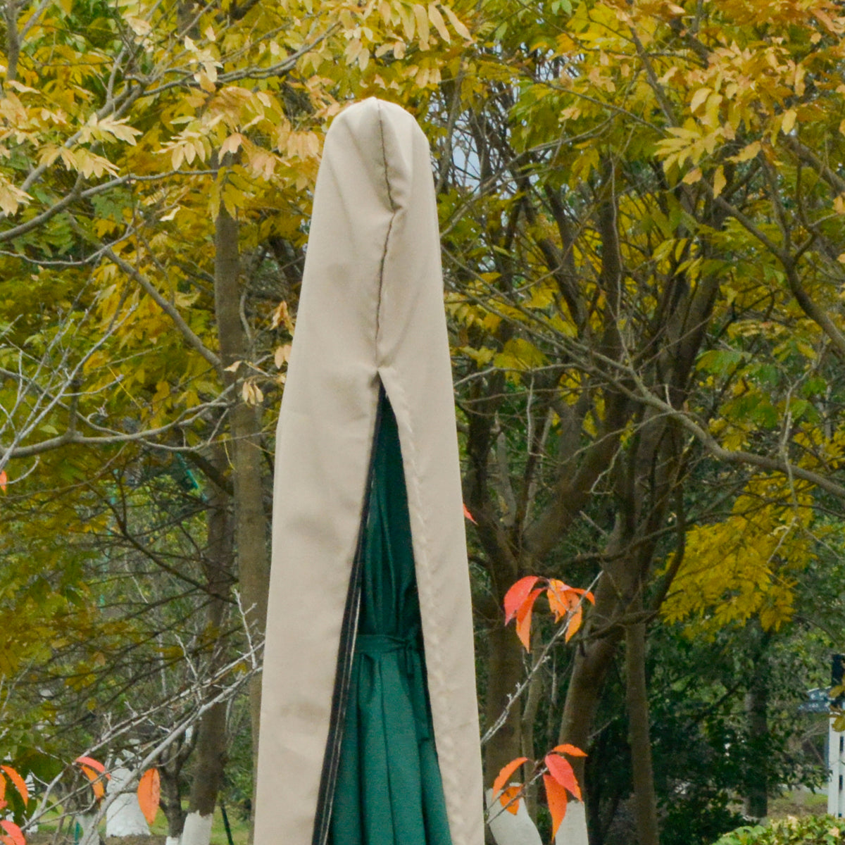 Outdoor Cantilever Umbrella Cover with Rod, Zipper, Khaki