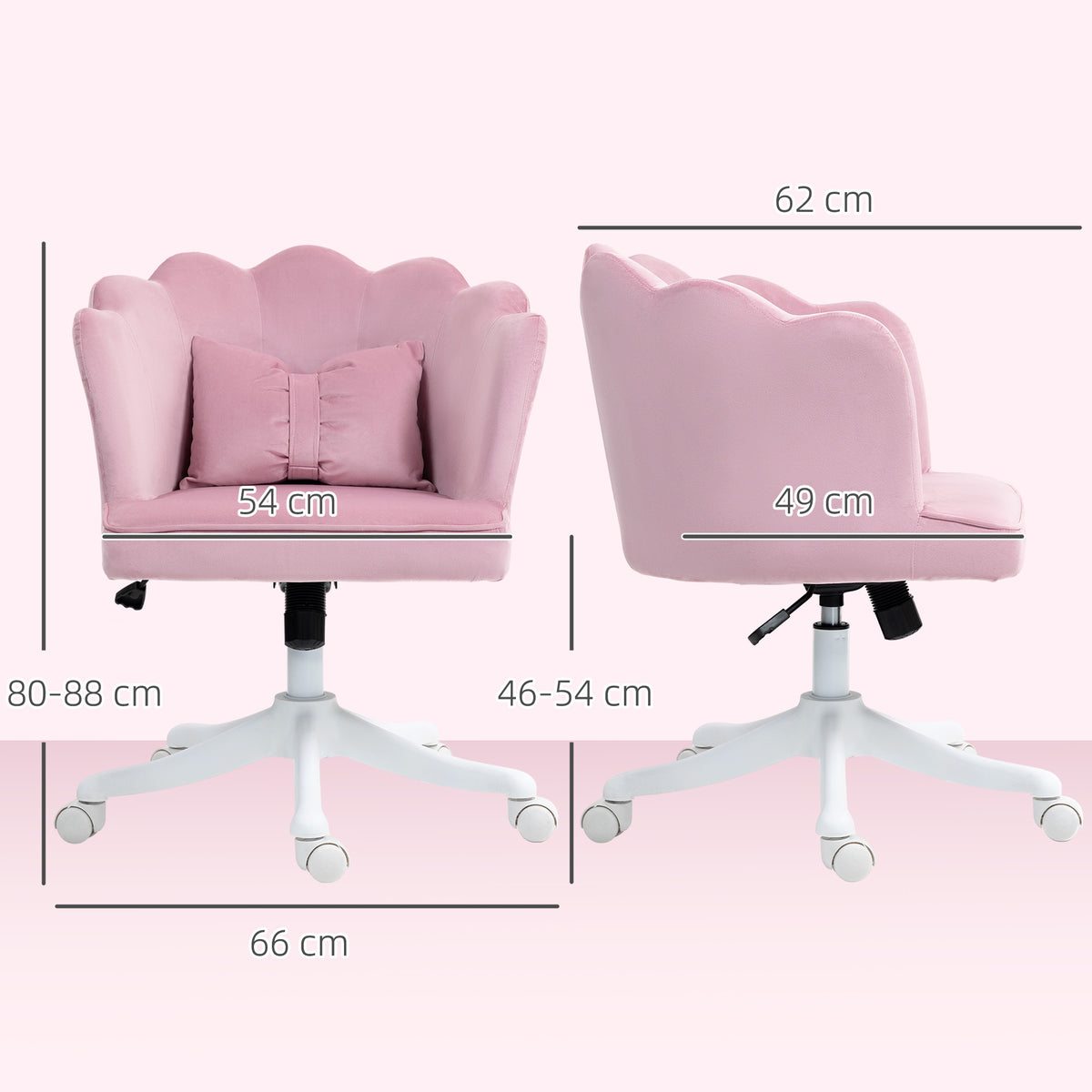 Velvet-Feel Petal Back Office Chair - Pink