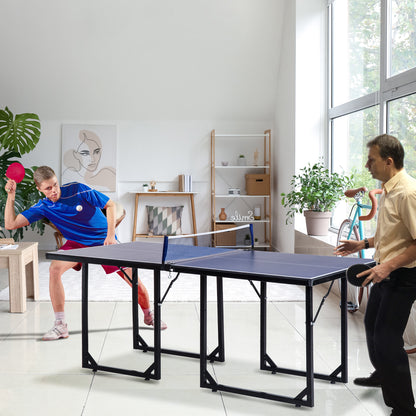 6ft Table Tennis Table, Ping Pong Table with Net, Foldable and Portable Ping Pong Set for Indoor Use, Easy Assemble, Midsize, Blue