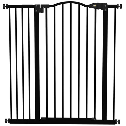 Pressure Fit Dog Stair Gate No Drilling Safety Gate Auto Close for Doorways, Hallways, 74-94cm Adjustable, 94cm Tall, Black