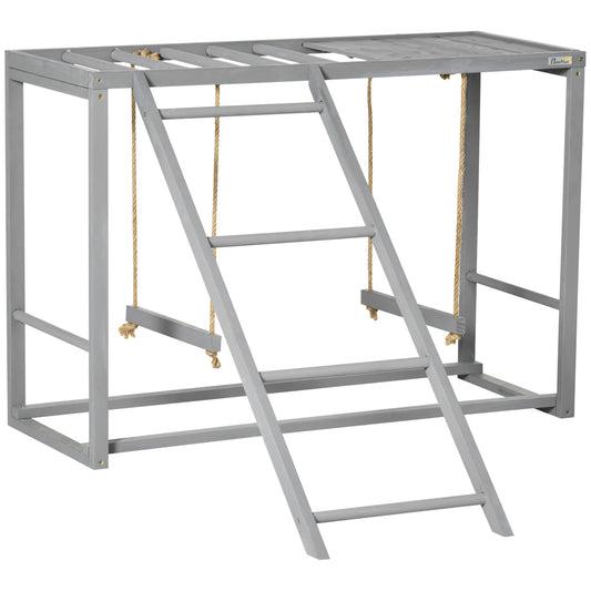 Chicken Activity Play with Swing Set for 3-4 Chickens, Wooden Chicken Coop, Grey